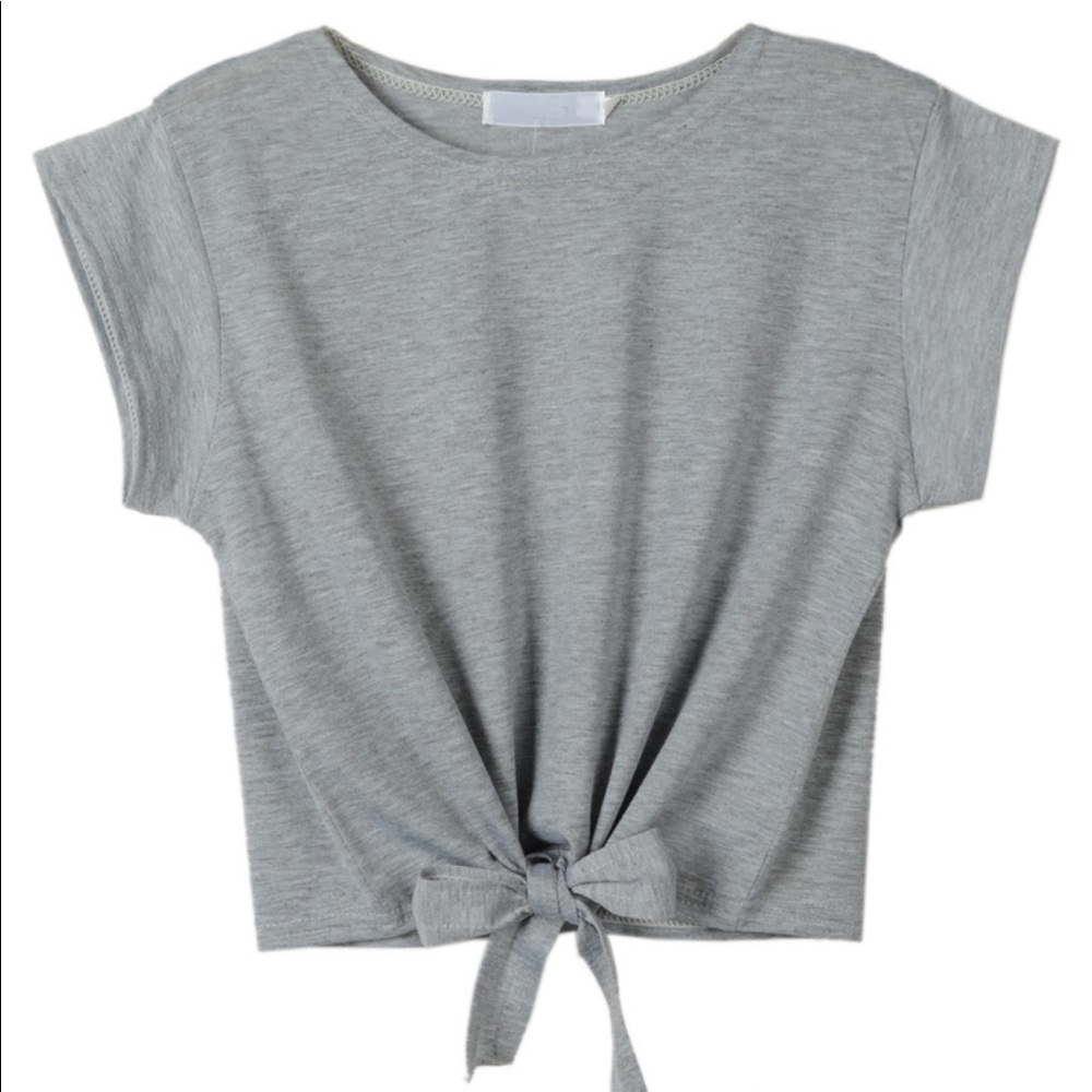 Romwe Women’s Grey Crop Top with Tie Size Medium